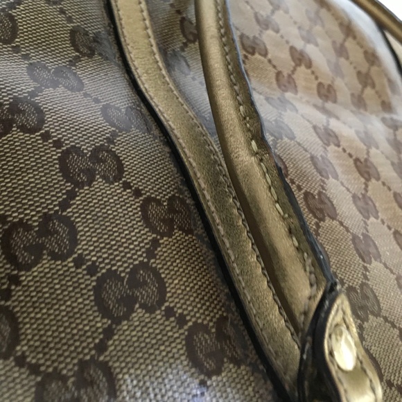 GUCCI Crystal Joy GG Tote Brown with Gold Trim - Picture 11 of 16